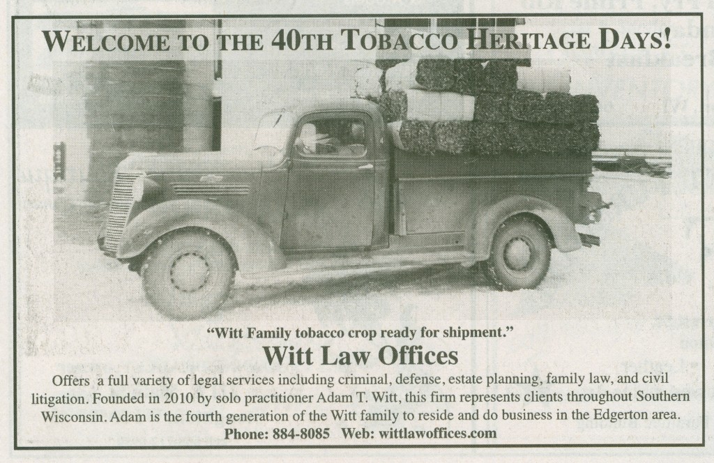 Welcome to the 40th Annual Tobacco Heritage Days as published in The Edgerton Reporter